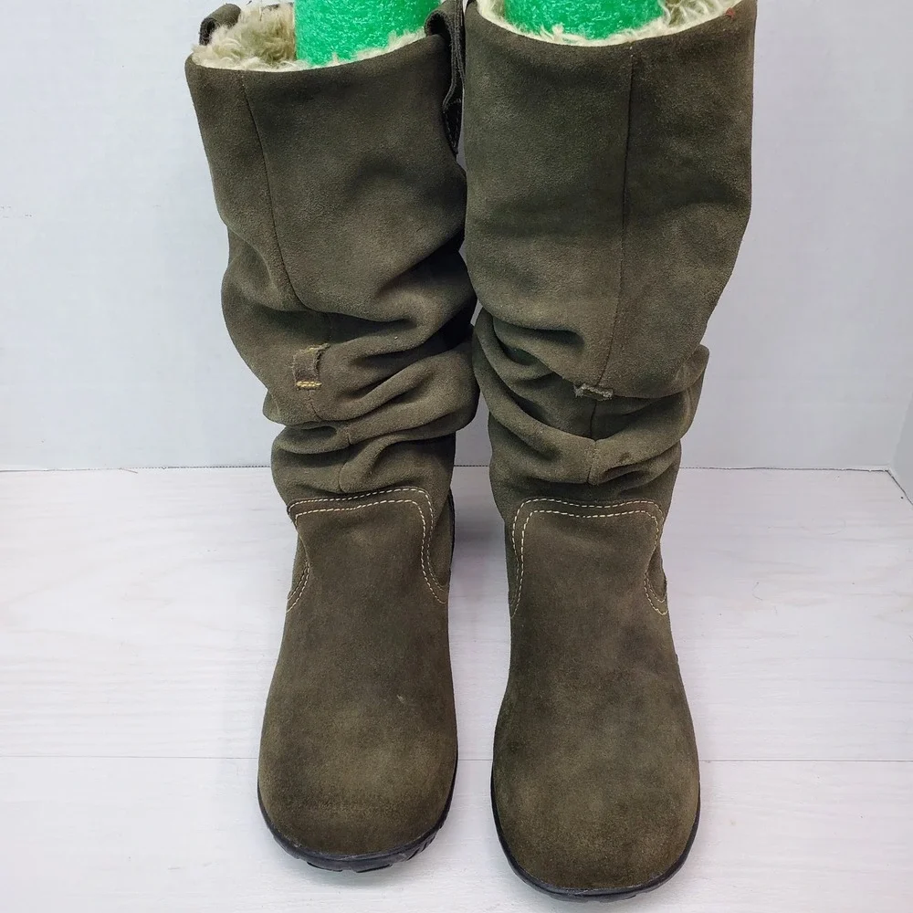 Cloak Olive Green Suede Leather Lined Boot‎ Womens 7 M Elf Core Bohemian Boho